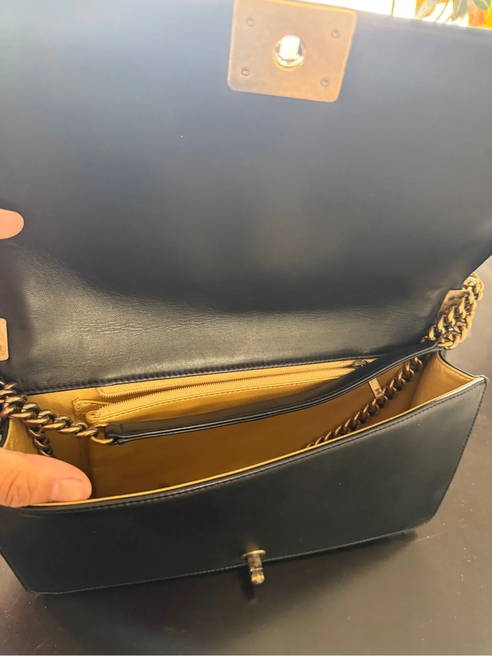 CHANEL Black and Cream Quilted Crossbody with Gold Hardware